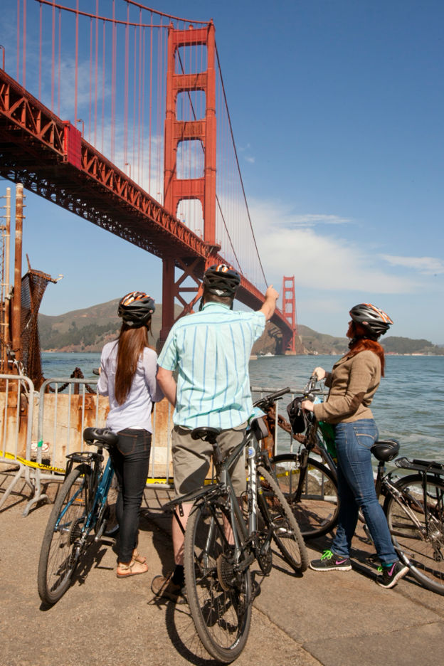 Biking Under Golden Gate Bridge - San Francisco - Bay City Bike
