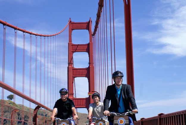 Biking on The Golden Gate Bridge - San Francisco - Bay CIty Bike