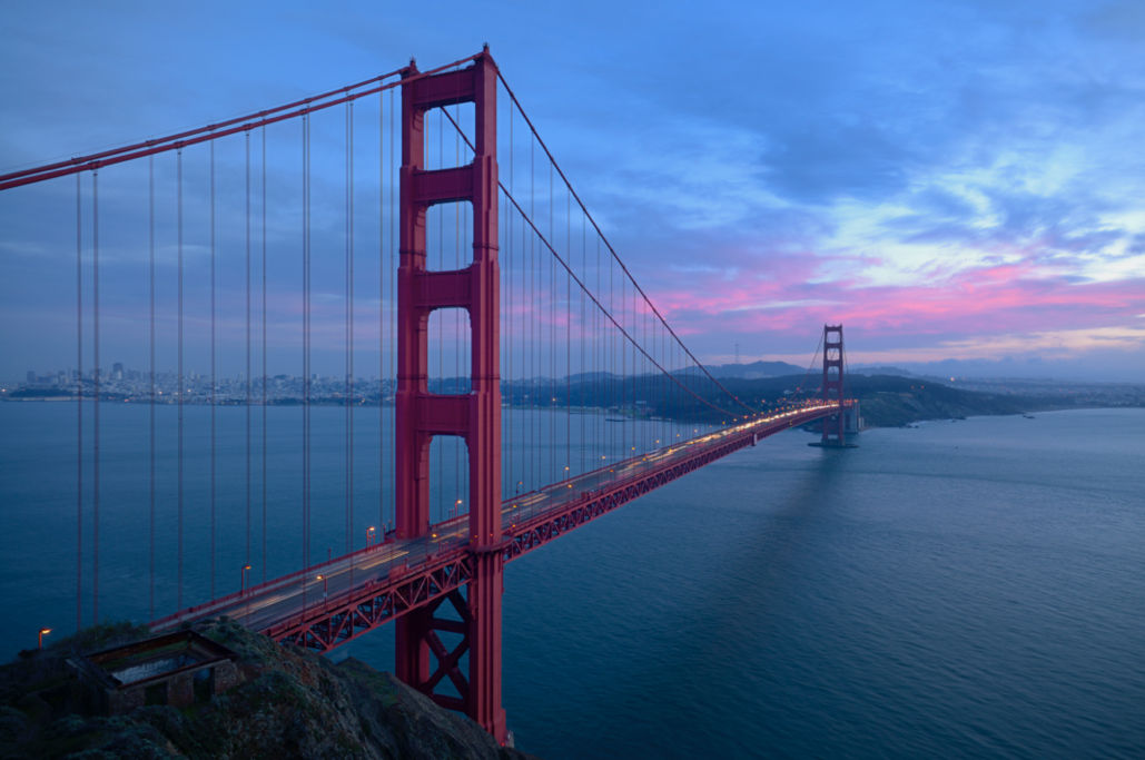 Purple Skies at the Golden Gate Bridge - San Francisco - Bay City Bike