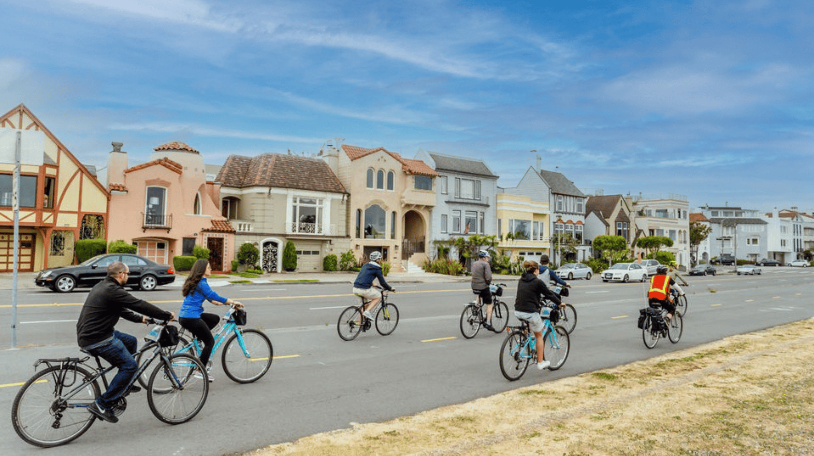 a large group of people riding their bikes in san francisco