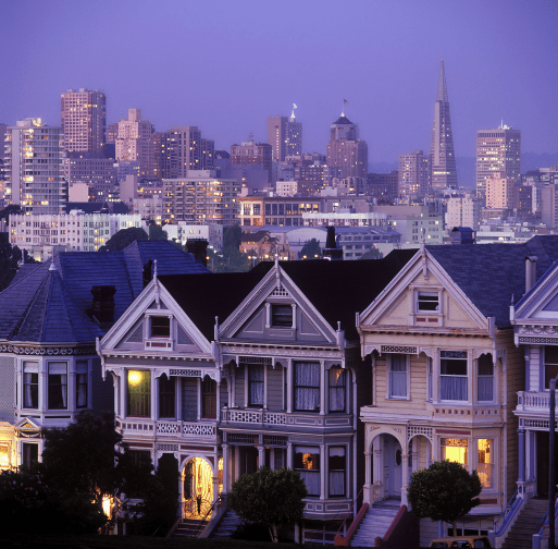 row of the painted ladies, the famous homes in san francisco