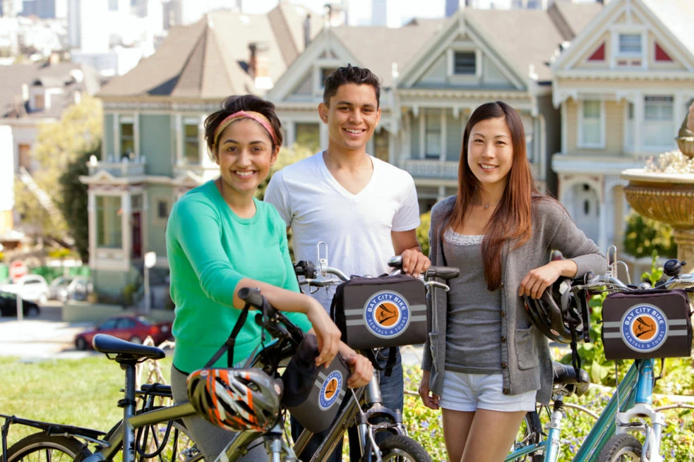 Riding Bikes Through the Residential Areas- San Francisco - Bay City Bike Riding Bikes Through the Residential Areas- San Francisco - Bay City Bike