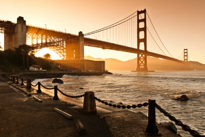 Sunset at the Golden Gate Bridge - San Francisco - Bay City Bike Sunset at the Golden Gate Bridge - San Francisco - Bay City Bike